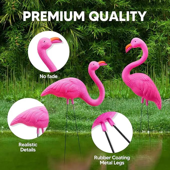 JOYIN 10 Pack Small Yard Flamingos Ornament Stakes, Mini Pink Flamingo Yard Decorations, Mini Lawn Plastic Flamingo Statue with Rubber Coating Metal Legs for Outdoor, Garden, Luau Party Gift (3-10IN) by GreenHaven Gardens