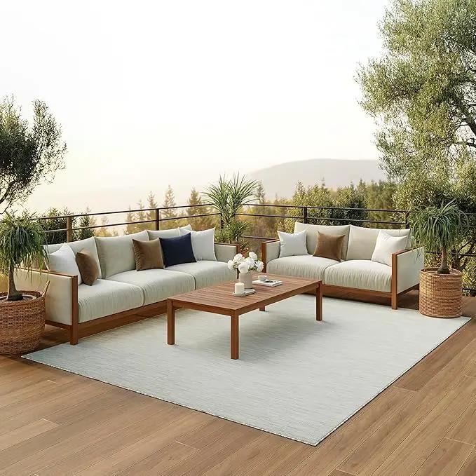 Nourison Home Positano 9' x 12' Light Grey Modern Indoor/Outdoor Rug Polypropylene by GreenHaven Gardens