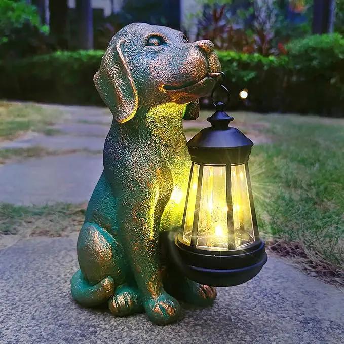 Dog Garden Statues with Solar Lantern Outdoor Decor-Dog Solar Figurines Lights Decorations for Patio Yard Lawn Ornaments-Gifts for Birthday Easter Housewarming by GreenHaven Gardens