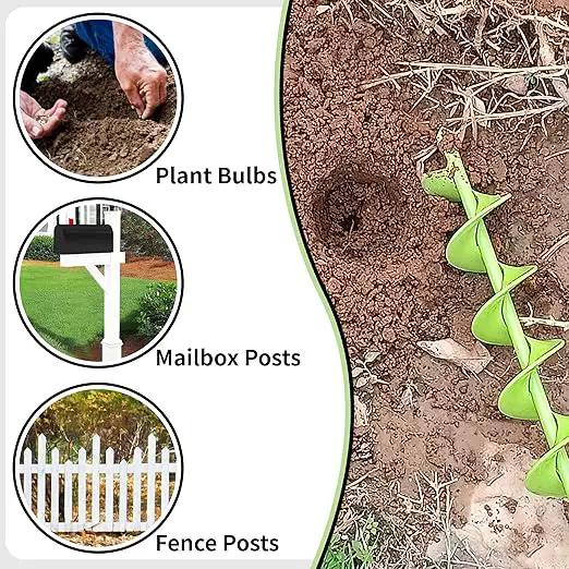 TCBWFY 3x24 Inch Auger Drill Bit for Planting,Easy Planter Garden Auger for Bulbs, Bedding Plants & Post Holes - Compatible with 3/8" Hex Drive