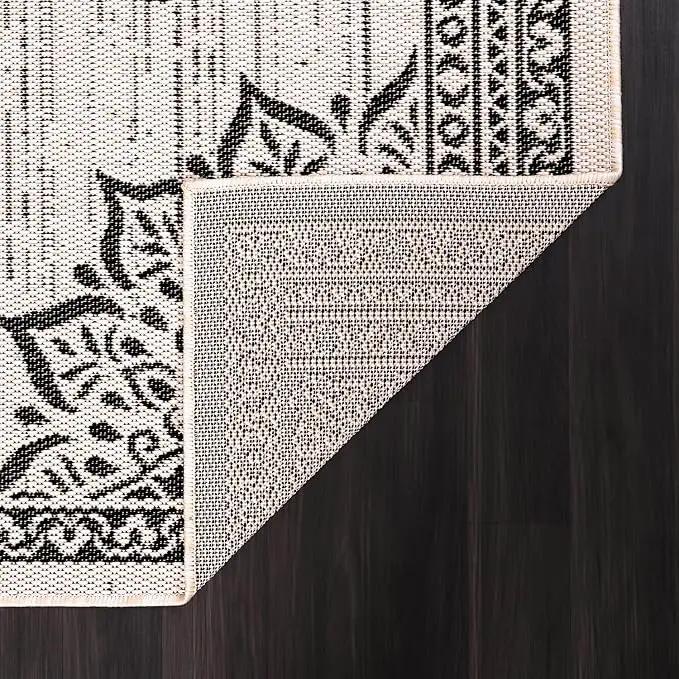 CAMILSON Outdoor Rug, 5x7 Medallion White Black Modern Area Rugs for Indoor and Outdoor Patios, Kitchen and Hallway Mats, Washable Porch Deck Outside Carpet (Medallion White, 5 x 7) by GreenHaven Gardens