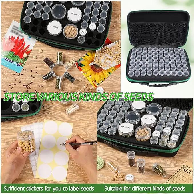 Seed Storage Box, Portable Seed Saving Box, Sturdy Seed Organizer Kit Seed Envelopes Funnel Label, Seed Container for Flower Plants Vegetable Seed, L-120 Slots by GreenHaven Gardens