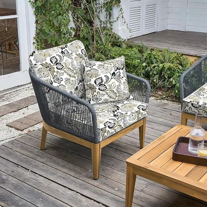 LVTXIII Outdoor Seat and Back Cushion Patio Deep Seat Cushion Set Seasonal Chair Cushion for Wicker Chairs and Garden Furniture Decoration, 22"x22"x4", Dailey Tan by GreenHaven Gardens