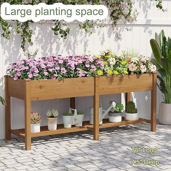 GHWIE Raised Garden Bed with Shelf,Elevated Wooden Planter Box with Legs,Garden Planter for Backyard, Patio, Balcony by GreenHaven Gardens