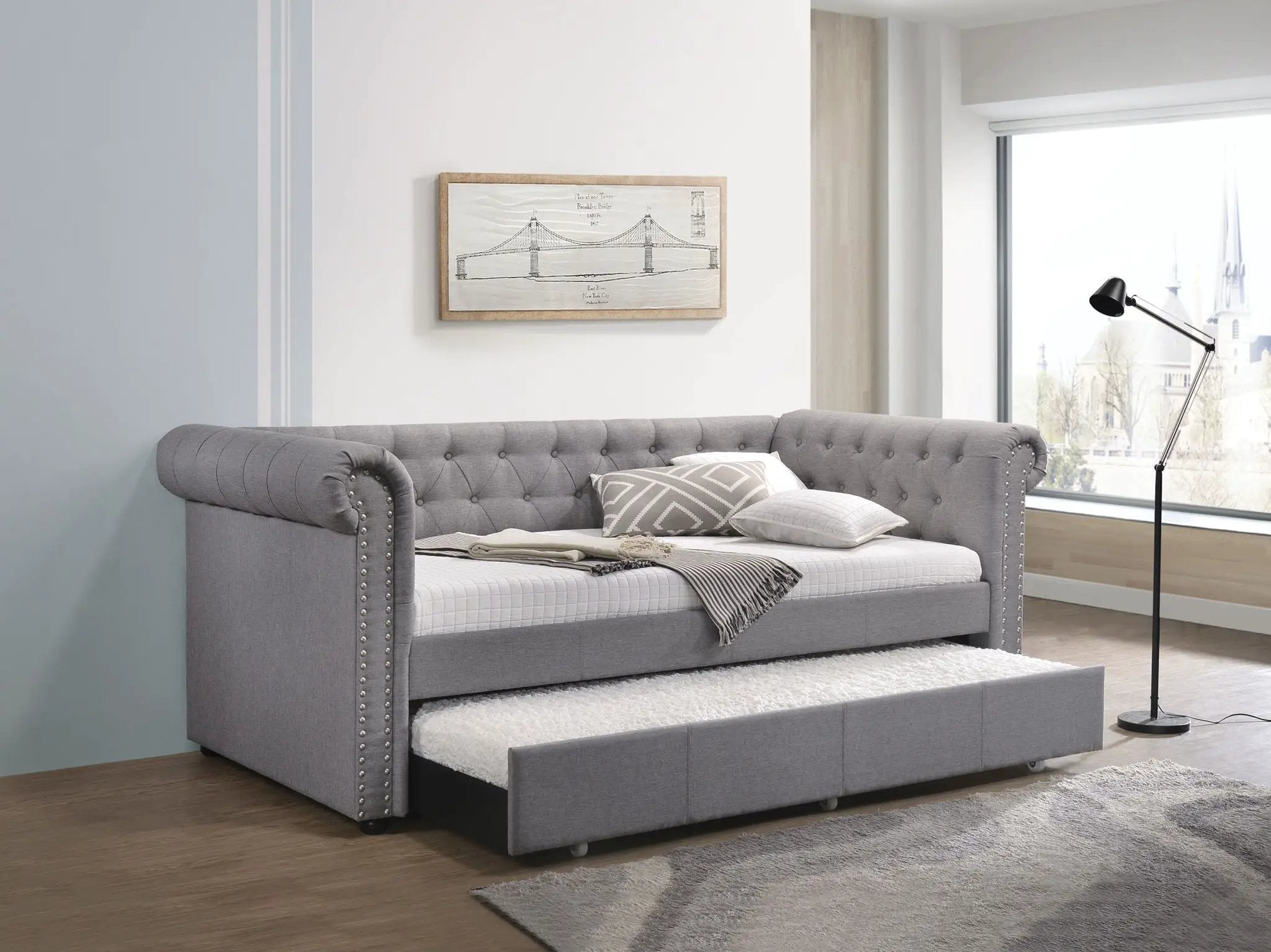 Justice - Twin Daybed With Trundle - Smoke Gray by Unique Piece Furniture