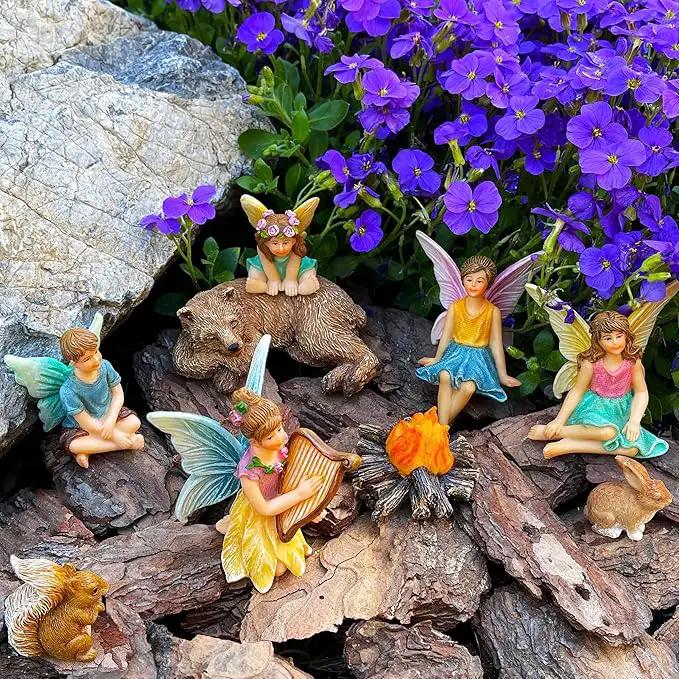 Mood Lab Fairy Garden - Miniature Fairies Figurines Accessories - Camping Kit of 9 pcs - Set for Outdoor or House Decor by GreenHaven Gardens