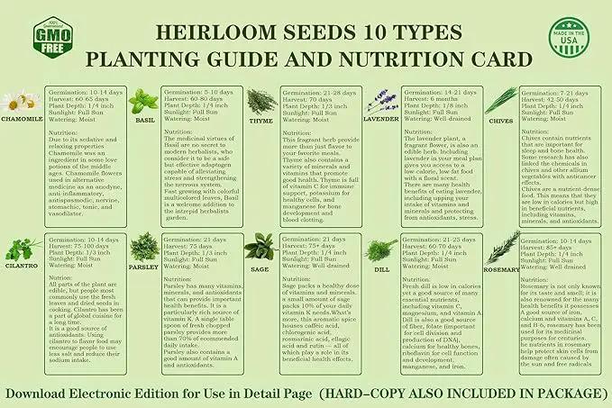 10 Herb Seeds Garden Starter Grow Kit with White Pots, Markers, Nutritional Soil, Watering, Herb Clipper, Complete Indoor Potted Plant Growing Set for Kitchen DIY by GreenHaven Gardens