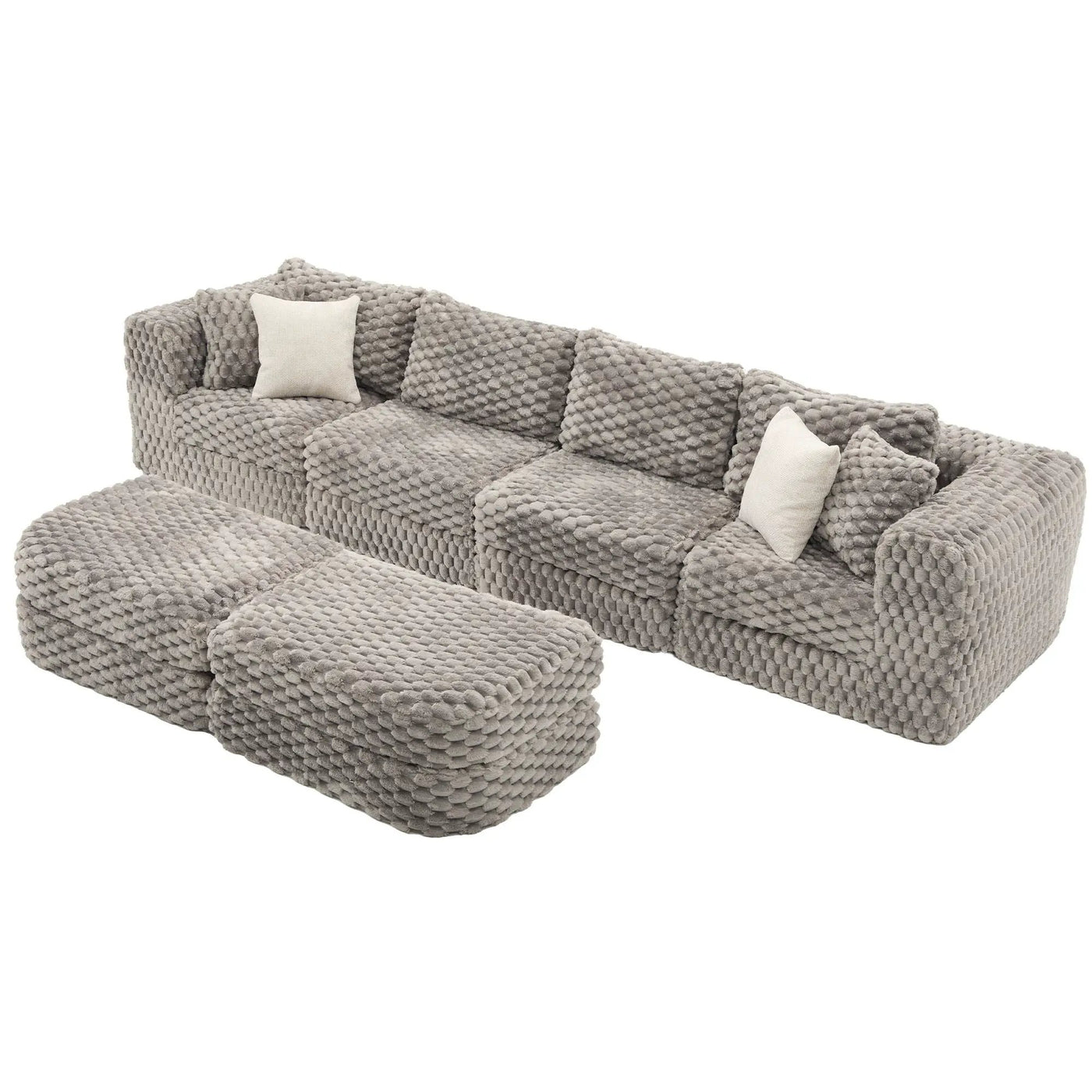 Modular Sectional Sofa, Boneless Couch With 2 Movable Ottomans by HouseOfZazla