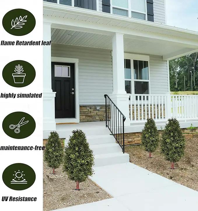3FT Artificial Boxwood Bush Topiary Tree UV Resistance Rated with Spike. Easy to Push in The Ground.Plant Looks Great in a Planter Anywhere. Indoor/Outdoor Decor 2 Pack by GreenHaven Gardens