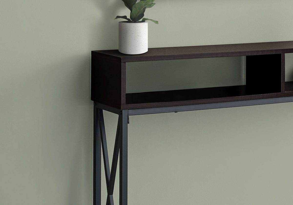 Contemporary Console Table with Metal X-Frame - Light Brown, Dark Brown, Dark Gray, photo 8 of 12