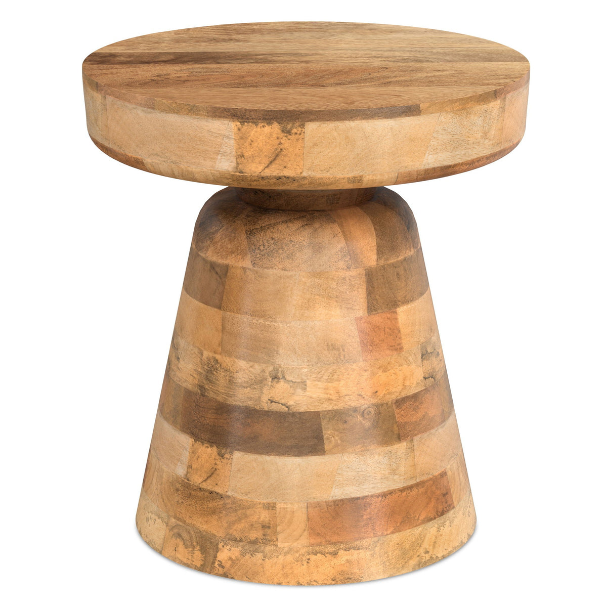 Handcrafted Mango Wood Accent Table with Sculptural Design - Multiple Colors, photo 3 of 35
