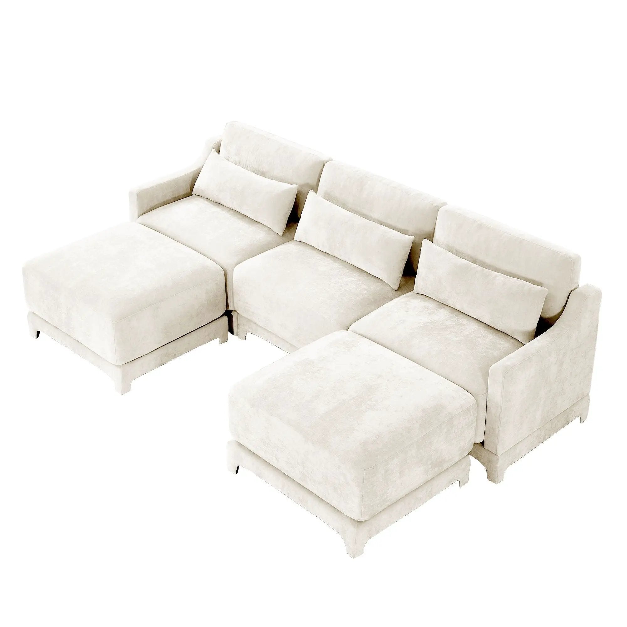 Stylish Sofa With Ottoman And Lumbar Pillows, Ergonomic Design by HouseOfZazla