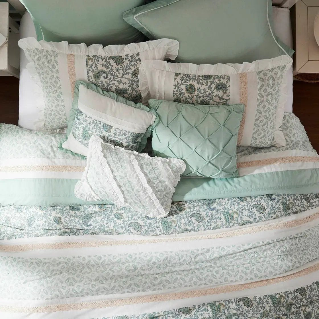 9 Piece Cotton Percale Comforter Set Aqua by HouseOfZazla