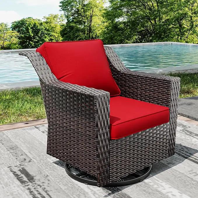 Joyside Outdoor Swivel Chair, Patio Swivel Chairs with Wide Armrest and Thick Cushions, Upgraded Large Size for Backyard, Garden, Poolside by GreenHaven Gardens