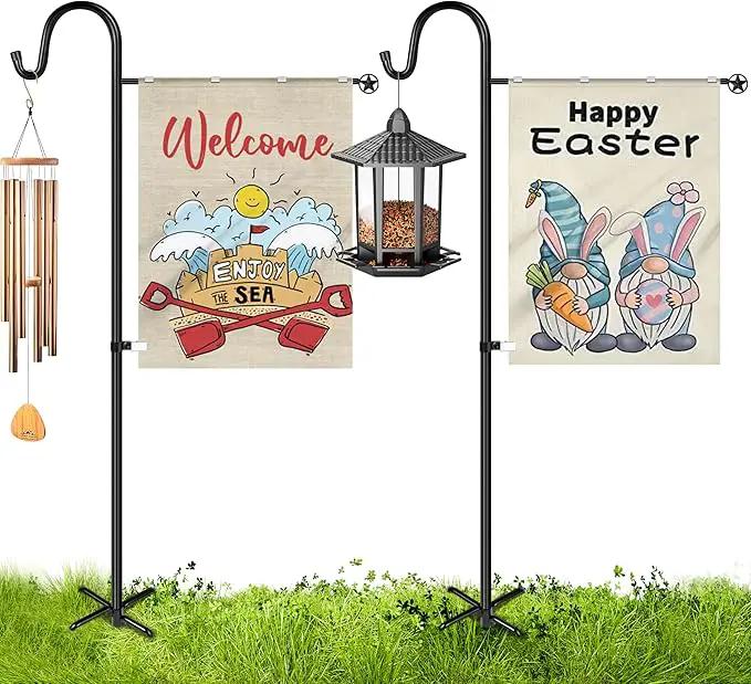 XDW-GIFTS Garden Flag Stand, Sturdy 2-Pack Flag Pole Holder with Shepherd Hook for Yard Decorations Outdoor Garden Flag Holder for 28''x40'' Flags 60 in Heavy Duty Yard Flag Post Stake (Without Flag) by GreenHaven Gardens