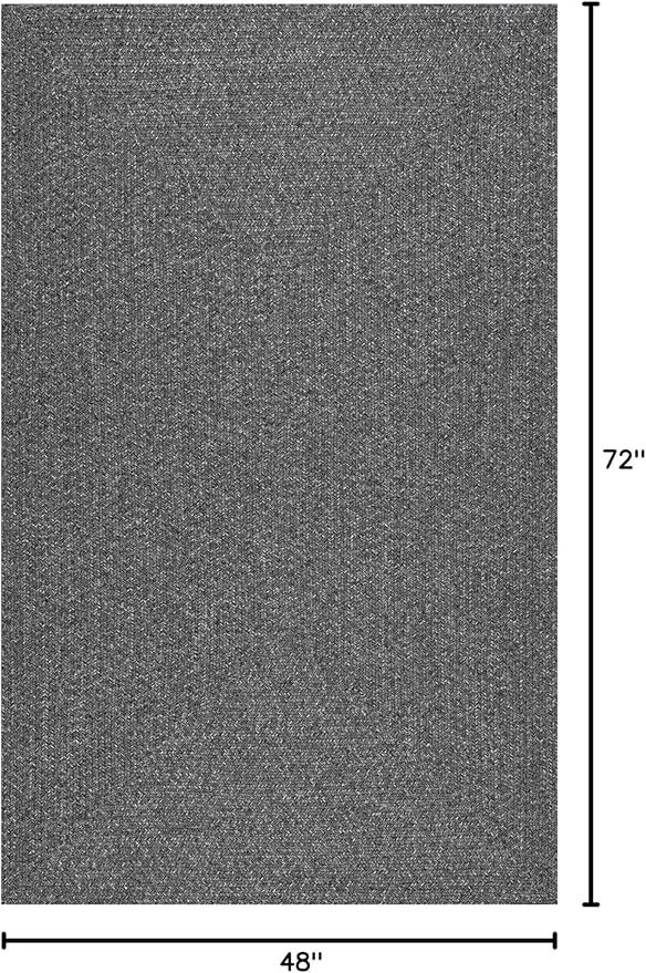 nuLOOM 4' x 6' Solid Hand Braided Indoor/Outdoor Area Rug, Pet-Friendly, High Traffic, Weather Resistant, for Patio, Balcony, Bedroom, Living, Dining Room, Wynn Charcoal by GreenHaven Gardens