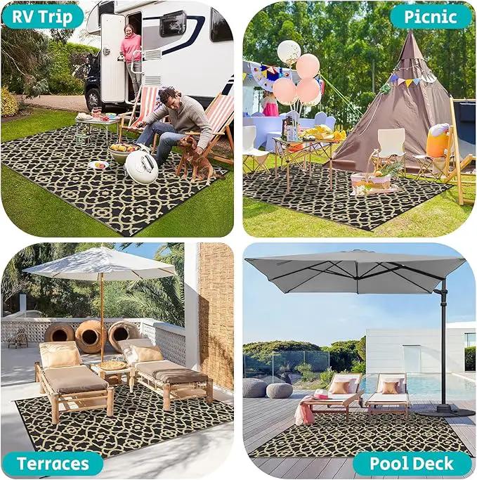 HEBE Outdoor Rug Waterproof 8x10, Reversible Plastic Straw Rug RV Camping Rug, Indoor Outdoor Patio Mat Clearance, Outside Carpet for Porch,Deck,Camper,Balcony,Backyard,Picnic by GreenHaven Gardens
