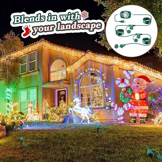 Feekoon 40 FT Extension Cord Splitter with Timer and 3 Outlet Plug, 16awg SJTW Outdoor Extension Cord with Multi Outlet Safety Cover for Holiday Lights Garden Patio Christmas Outdoor Decorations by GreenHaven Gardens