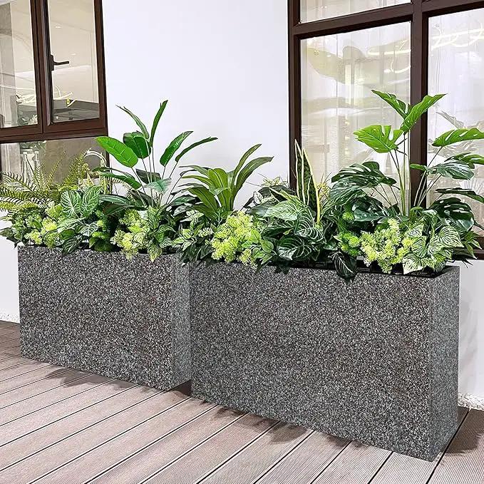 Metal Planter Box Rectangular Planter, 35.5" Lx 10" Wx 28" H Terrazzo Pink Large Planters with Drainage Holes, Galvanized Steel Tall Planters for Patio/Porch by GreenHaven Gardens