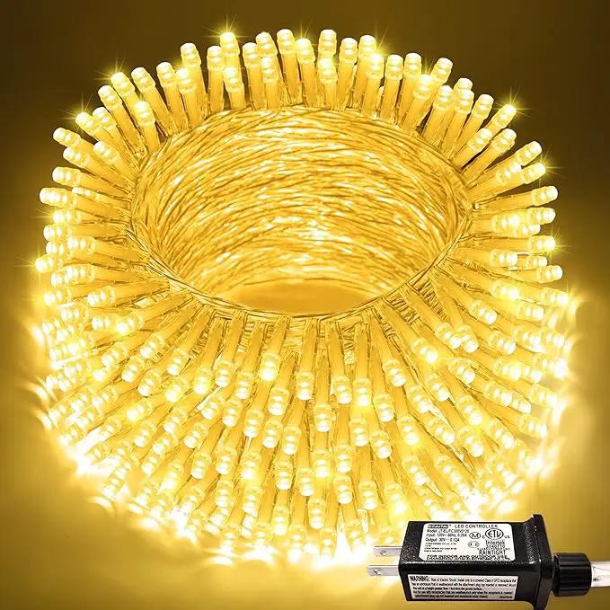 JMEXSUSS 200 LED String Lights Indoor Outdoor Clear Wire, Connectable Warm White Christmas String Lights for Bedroom, 66 Ft Twinkle Fairy String Lights Plug in for Home Wedding Tree Yard Patio Spring by GreenHaven Gardens