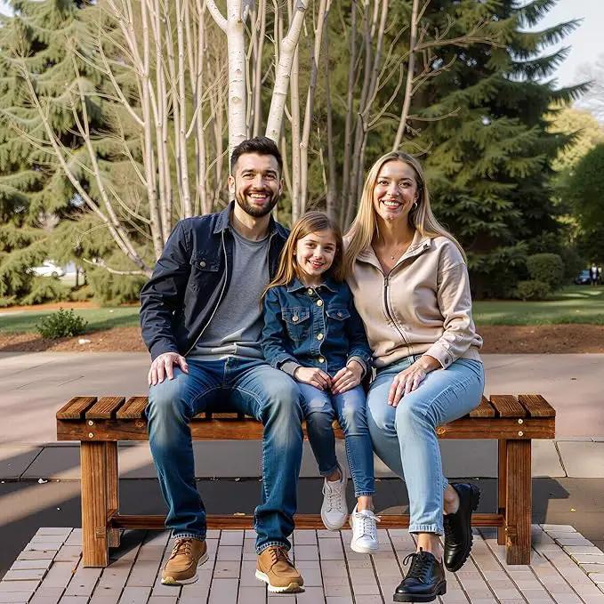Outdoor Garden Bench, Weatherproof Patio Benches 3-Person Seat Backless Wooden Porch Bench, Multifunctional Slat All Weather Bench for Garden Lawn Porch Park Backyard (Carbonized Brown, 47.2 inch) by GreenHaven Gardens