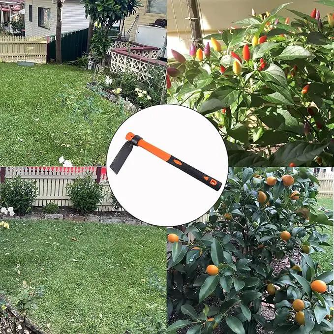 Single Head Hoe with Heavy Duty Forged Adze and Ergonomic Non-Slip Handle for Loosening Soil, Gardening, Transplanting Outdoor 39mm/15-Inch by GreenHaven Gardens