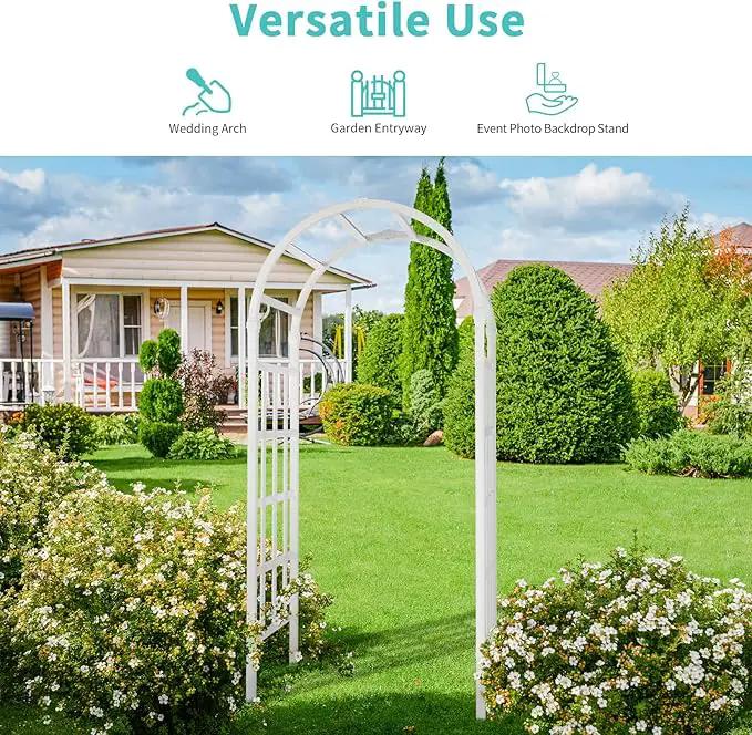 VINGLI Vinyl Garden Arbor, PVC Wedding Arch for Ceremony Party, Garden Trellis for Climbing Plants Outdoor, Arch Backdrop Stand for Garden, Backyard, Lawn by GreenHaven Gardens
