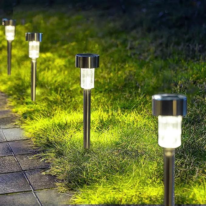 GIGALUMI Solar Pathway Lights 20 Pack, Stainless Steel IP44 Waterproof Auto On/Off Outdoor LED Solar Landscape Lights for Garden, Yard, Patio, Path and Walkway. (Cold White) by GreenHaven Gardens