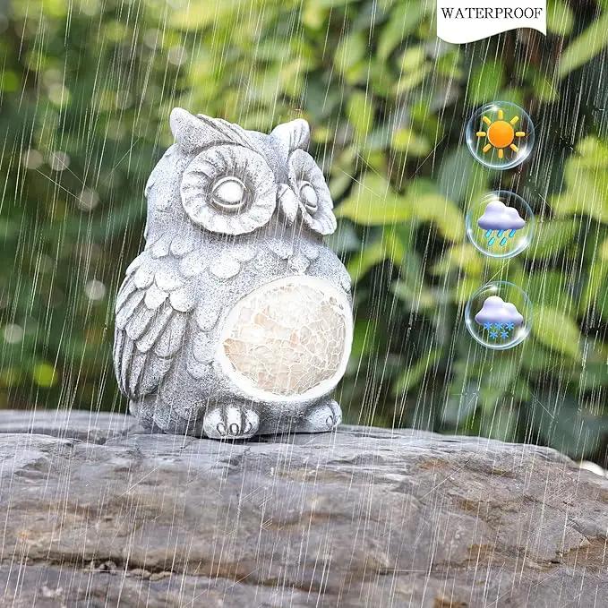 Solar Owl Garden Statues Outdoor Decor Resin Owl Figurine with Solar Light for Patio,Balcony,Yard,Lawn Ornament,Perfect Garden Gift by GreenHaven Gardens