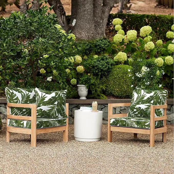 LVTXIII Outdoor Deep Seat Cushion Patio Seat and Back Cushion Set Seasonal Chair Cushion for Dining Arm Chairs, Wicker Chairs and Garden Furniture Decoration, 22"x22"x4", Palms Green by GreenHaven Gardens