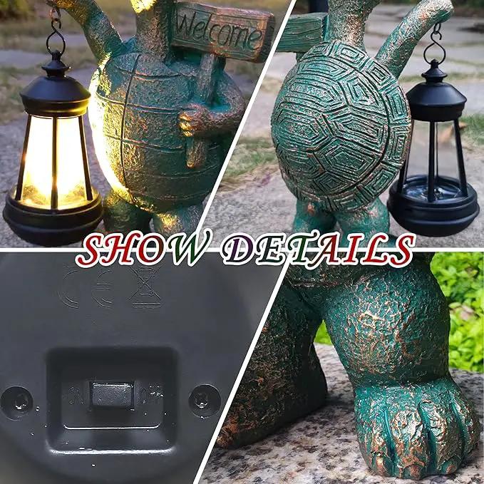 JOYBEE Garden Statues Turtle with Solar Lantern Outdoor Decor-Turtle Solar Figurines Lights Decorations for Patio Yard Lawn Ornaments-Gifts for Birthday Easter Housewarming by GreenHaven Gardens