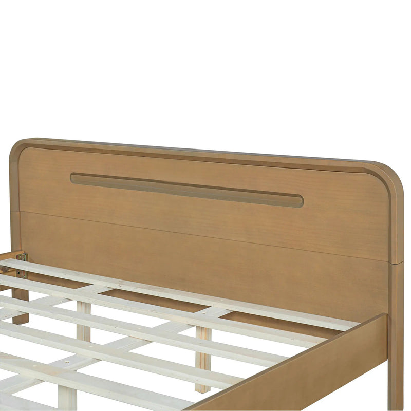 Pine Solid Wood Queen Size Bed, Rustic Yellow by HouseOfZazla