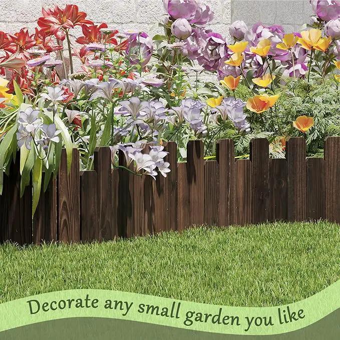 3Pack Wood Garden Edging Garden Fence Border No Dig Landscape Edging Lawn Border Decorative Flower Bed Border Courtyards Planting Tree Fence Patio Path Edging-9" H x 47.3" L (Total Length 11.8FT) by GreenHaven Gardens