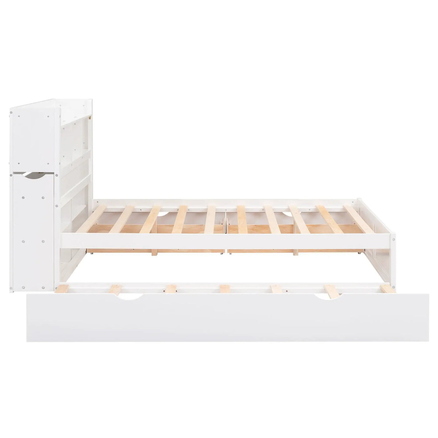 Storage Platform Bed With Pull Out Shelves, Trundle, And 2 Drawers by HouseOfZazla