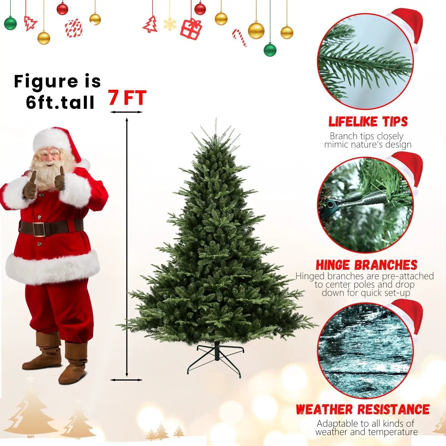 Full-Shaped 6 Ft Christmas Tree with 1673 PE/PVC Tips by HouseOfZazla