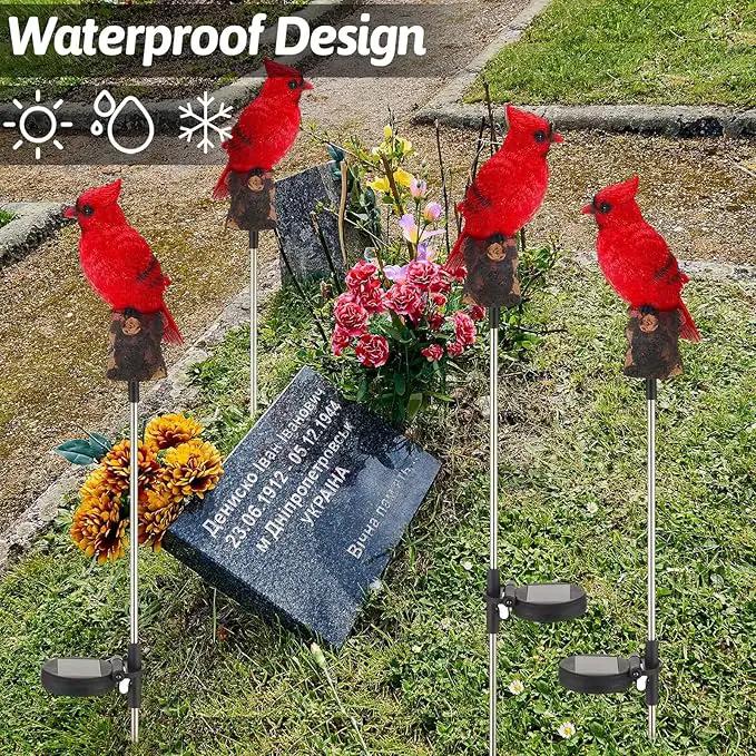 4 Pack Solar Cardinal Stake Light Cardinal Decor Garden Red Bird Figurine Memorial Solar Light Outdoor Pathway Yard Lawn Ornaments for Spring Easter Mothers Day Gifts Decorations Outside Women by GreenHaven Gardens