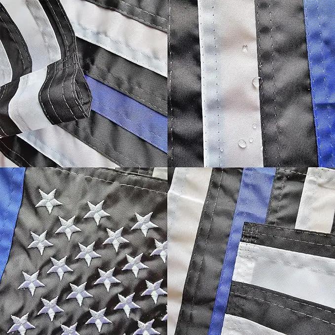 US Embroidered Thin Blue Line Garden Flag Double Sided 12x18 Inch American Police Yard Lawn Garden Flags Banner Heavy Duty Vivid Color by GreenHaven Gardens