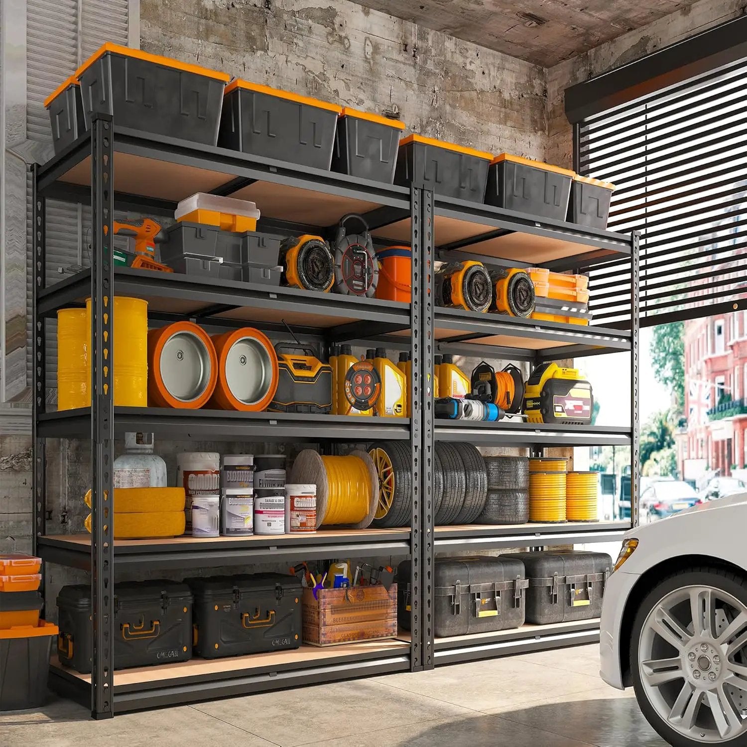 REIBII 2000LBS Garage Shelving Heavy Duty Storage Shelves 72" H Metal Shelving for Garage Shelves Adjustable 5 Tier Metal Shelf for Pantry Closet Kitchen Basement 35.5" W x 72" H x 15.8" D by GreenHaven Gardens