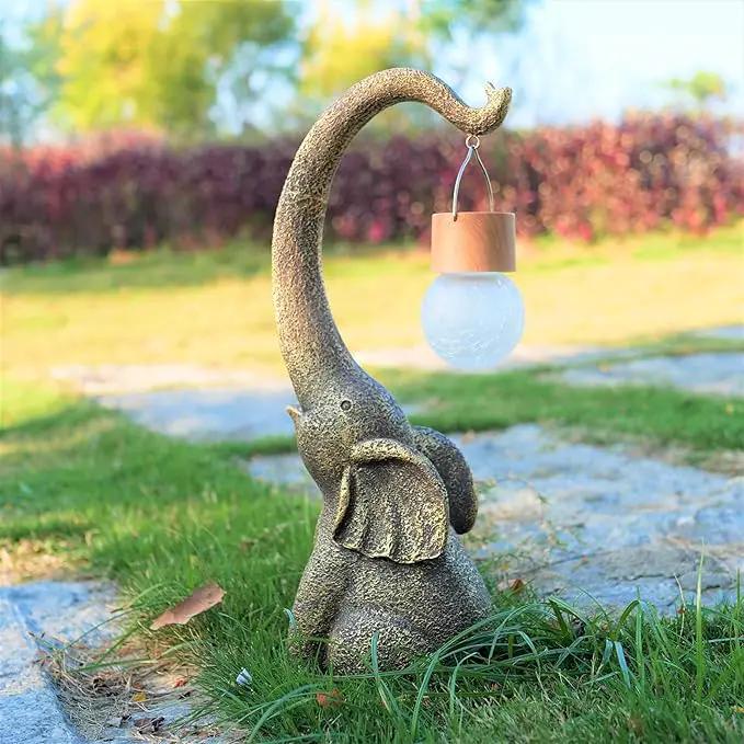 Elephant Statue Solar Garden Decor with Glass Ball Lights,Outdoor Elephant Decor for Birthday Gifts Women, Garden, Patio, Yard, Lawn by GreenHaven Gardens