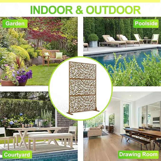 Outdoor Privacy Screen,72" H×47" W Metal Privacy Screen, Freestanding Privacy Fence Panels for Patio by GreenHaven Gardens