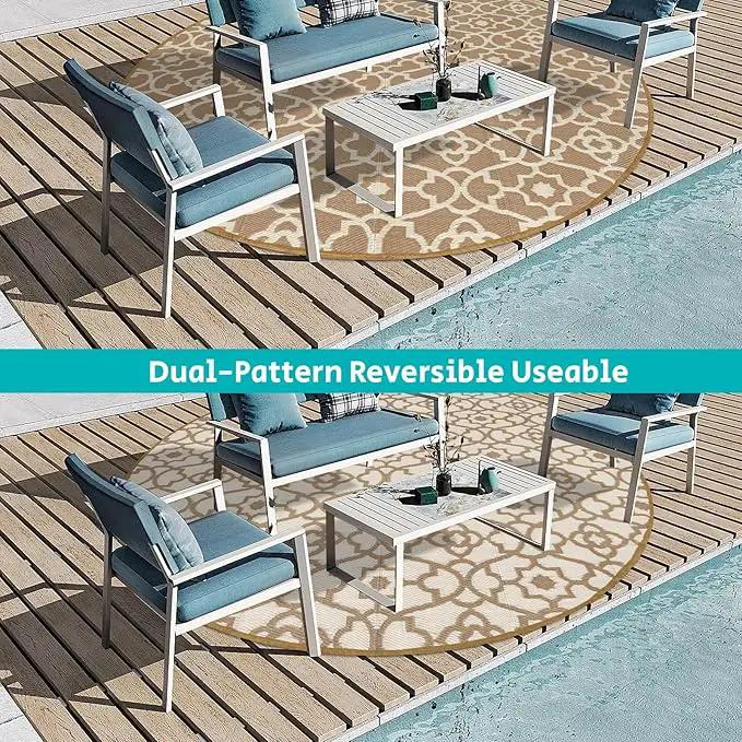 HEBE Outdoor Rug Waterproof 8ft, Plastic Straw Rug Camping Rug, Reversible Outdoor Patio Rugs RV Mat Clearance, Indoor Outside Floor Carpet for Porch,Deck,Camper,Balcony,Backyard by GreenHaven Gardens