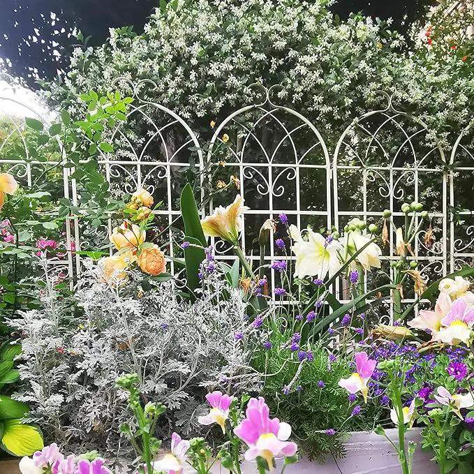 Metal Garden Trellis Rustproof Trellis for Climbing Plants Outdoor Flower Support Butterfly Deco (Cream White-4 Pack, 71"x19.7") by GreenHaven Gardens