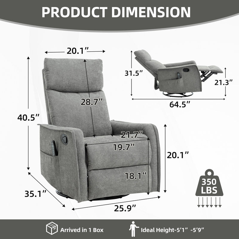 Heat Massage Manual Recliner Chair with Rocker and Swivel by HouseOfZazla