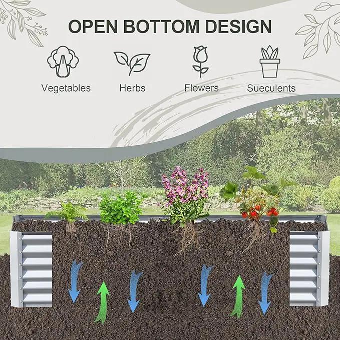Domi Raised Garden Beds Outdoor, 6x3x1.5Ft Thickening Tall Metal Rectangular Deep Root Box Planter for Vegetables, Flowers, Herbs, and Succulents 1.5" Deep w/ 192 Gallon Capacity - Silvery by GreenHaven Gardens