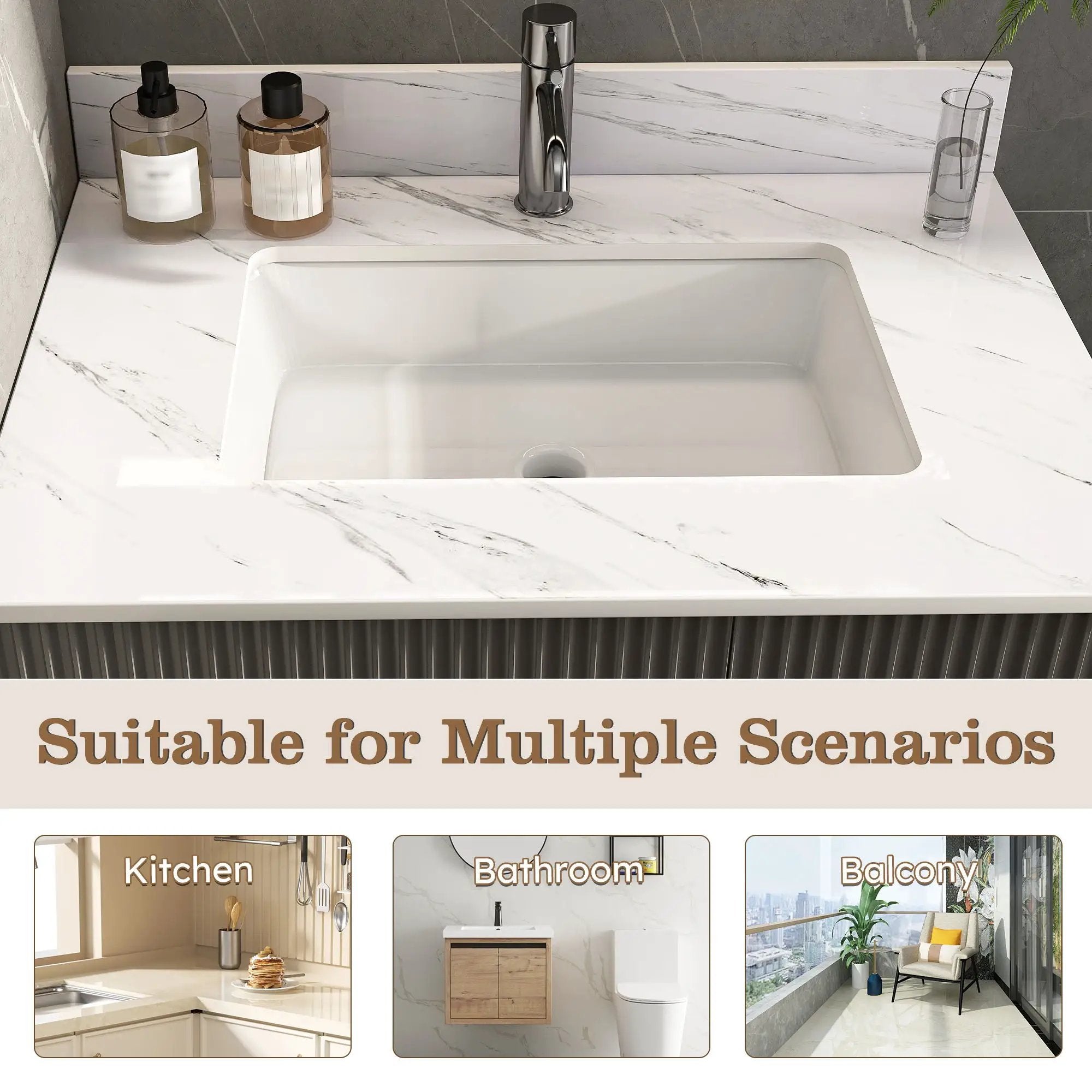 Bianco Carrara Venato Marble Vanity Top With Pre Drilled Faucet Hole And Undermount Sink by HouseOfZazla