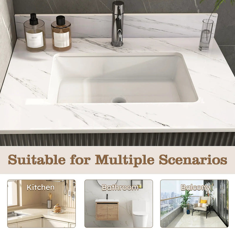 Bianco Carrara Venato Marble Vanity Top With Pre Drilled Faucet Hole And Undermount Sink by HouseOfZazla