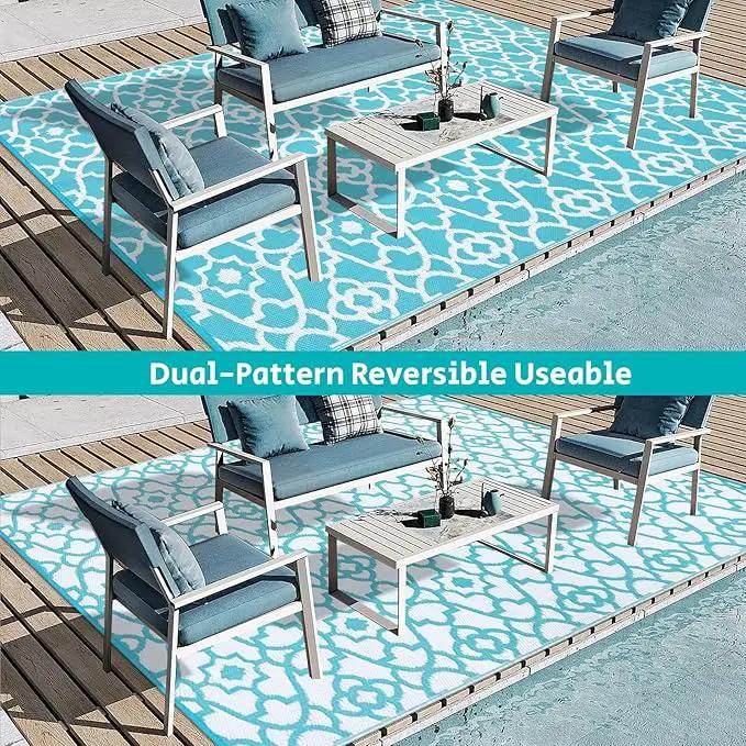 HEBE Outdoor Rug Waterproof 8x10, Plastic Straw Rug Camping Rug, Reversible Outdoor Patio Rugs RV Mat Clearance, Indoor Outside Floor Carpet for Porch,Deck,Camper,Balcony,Backyard by GreenHaven Gardens