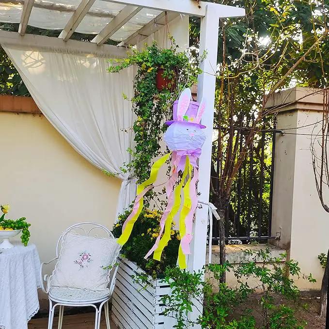Easter Windsock Bunny Wind Socks Enduring Wind Socks for Outdoor Hanging Yard and Party Winter Festival Garden Décor 44.9 Inch by GreenHaven Gardens