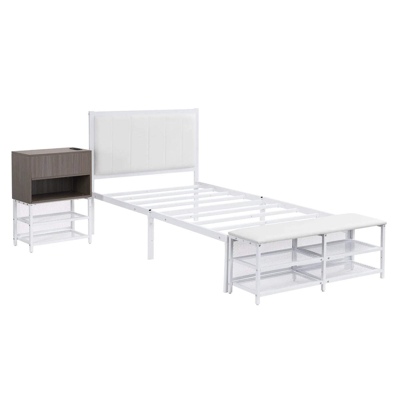 Platform Bed With 2 Tier Storage Shelves, Storage Cabinet by HouseOfZazla