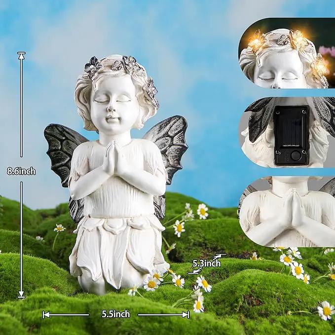Leekung Angel Statues for Garden Decor - with Solar Powered Light Angel Garden Statues Outdoor Garden Sculptures & Statues Angels Figurines Memorial Praying Sculpture for Patio Lawn Yard Porch Gifts by GreenHaven Gardens